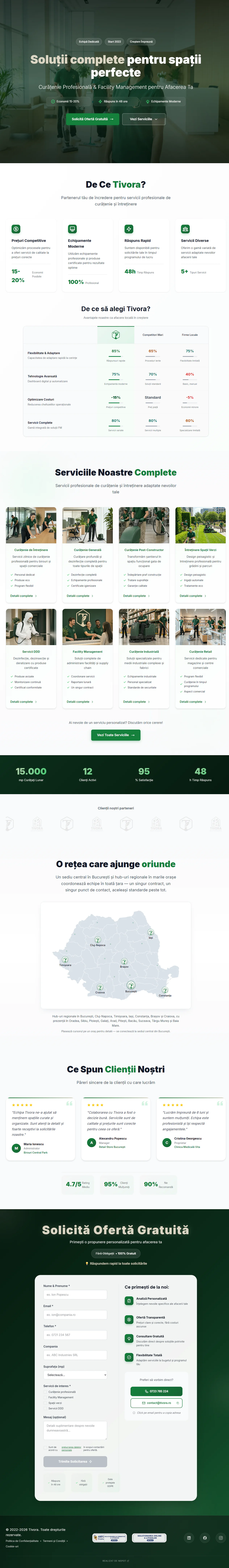Website Tivora — versiune desktop